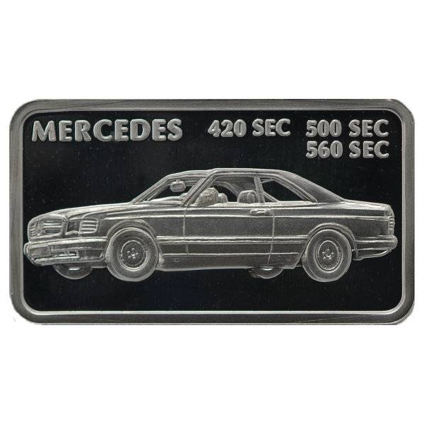 1 oz MünzManufaktur Motivbarren Mercedes 420-560 SEC Bild von 1 oz MünzManufaktur Motivbarren Mercedes 420-560 SEC