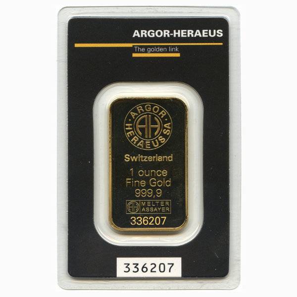 1 oz Goldbarren - Argor-Heraeus Bild von 1 oz Goldbarren - Argor-Heraeus