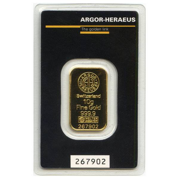 Bild von 10 g Goldbarren - Argor-Heraeus