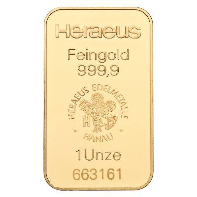 1 oz Goldbarren - Heraeus Bild von 1 oz Goldbarren - Heraeus