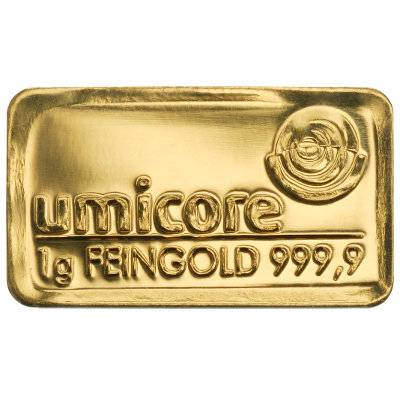 1 g Goldbarren - Umicore Bild von 1 g Goldbarren - Umicore