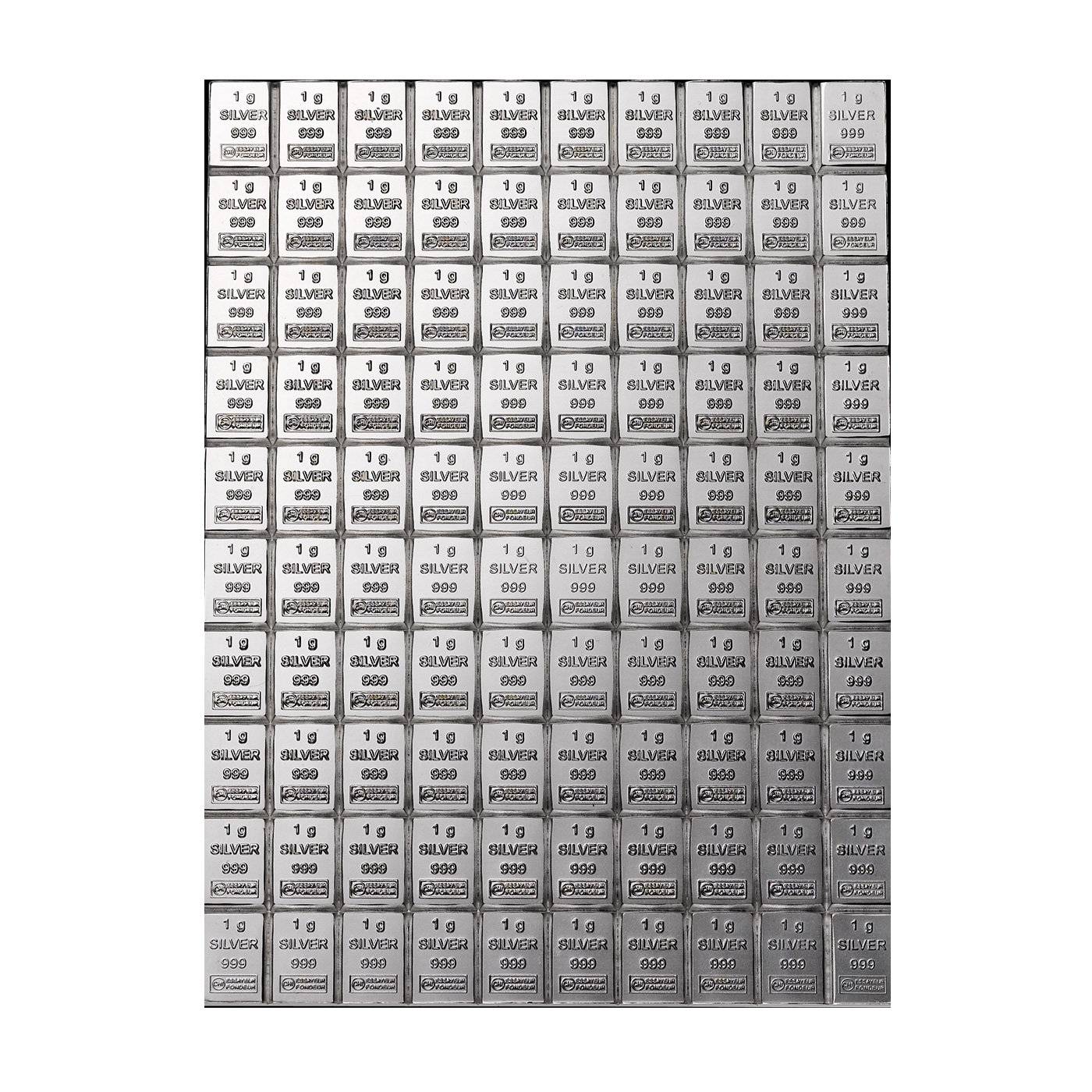 100 g Tafelbarren Silber Valcambi Bild von 100 g Tafelbarren Silber Valcambi