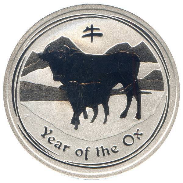 Bild von 2 oz Lunar II Silber - Ochse 2009