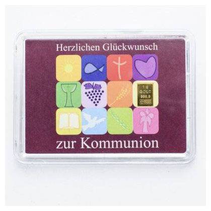 Geschenkmotivbarren - 1 g Goldbarren - Kommunion Bild von Geschenkmotivbarren - 1 g Goldbarren - Kommunion