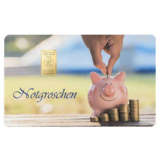 Bild von Geschenkmotivbarren - 1 g Goldbarren Heimerle + Meule - Notgroschen