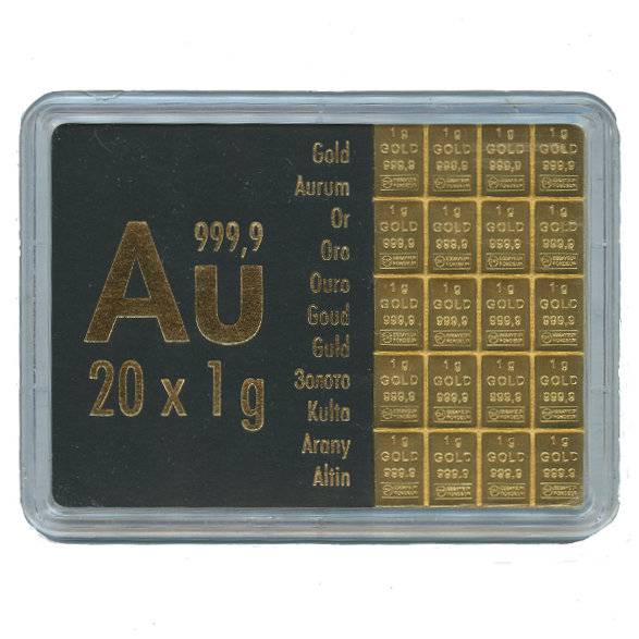 20 g Tafelbarren Gold - Valcambi Bild von 20 g Tafelbarren Gold - Valcambi