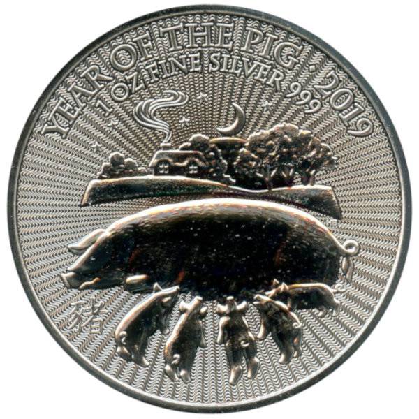 1 oz Silber Lunar UK - 2019 Schwein Bild von 1 oz Silber Lunar UK - 2019 Schwein