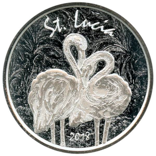 1 oz Flamingo St. Lucia Silber - 2018 Bild von 1 oz Flamingo St. Lucia Silber - 2018