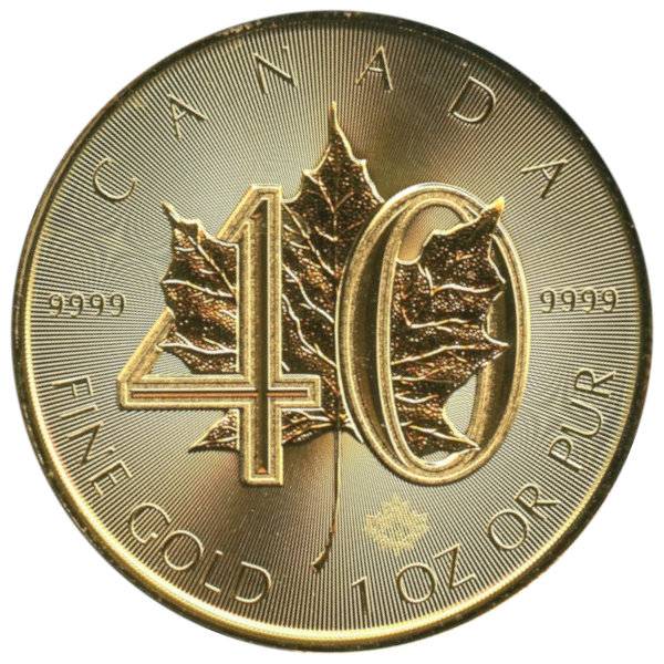 1 oz Maple Leaf 40 Jahre Jubiläum Gold - 2019 Bild von 1 oz Maple Leaf 40 Jahre Jubiläum Gold - 2019