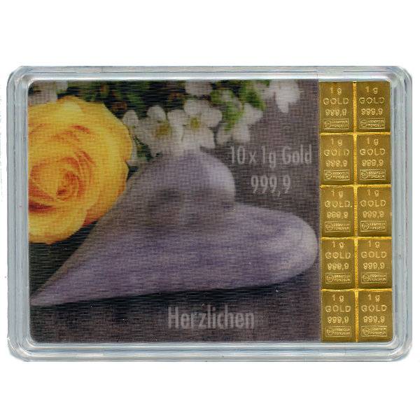 Bild von Geschenkmotivbarren - 10 g Goldbarren - Hochzeit