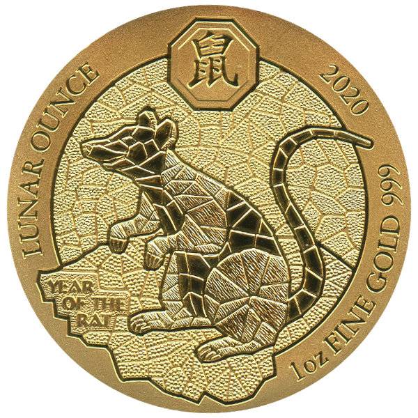 1 oz Gold Ruanda Lunar Ratte - 2020 Bild von 1 oz Gold Ruanda Lunar Ratte - 2020