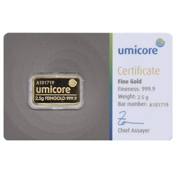 2,5 g Goldbarren - Umicore Bild von 2,5 g Goldbarren - Umicore
