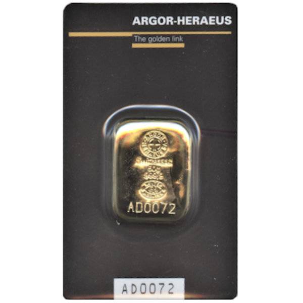 Bild von 50 g Goldbarren - Argor-Heraeus - gegossen