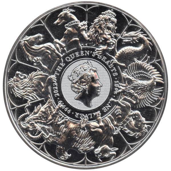 Bild von 10 oz Silbermünze The Queens Beasts Completer Coin 2022