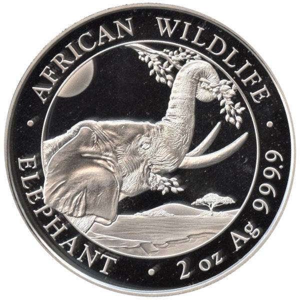 Bild von 2 oz Somalia Elefant Silber - 2023 - 19% MwST