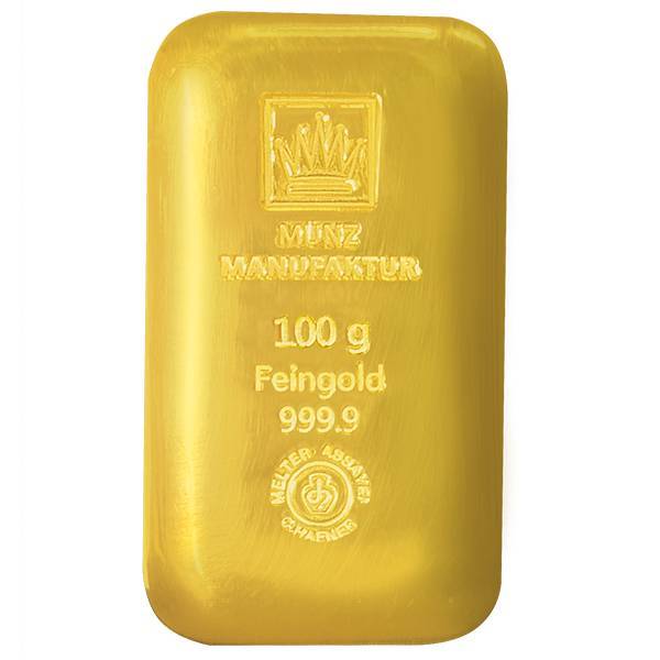 Bild von 100 g Goldbarren - MünzManufaktur - gegossen - LBMA zertifiziert