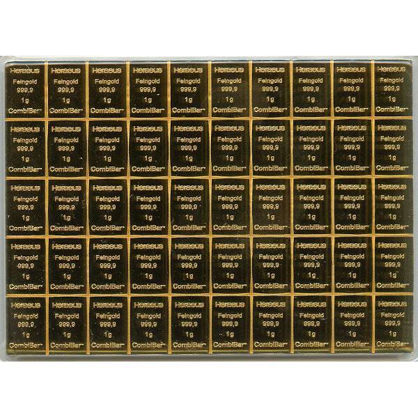 Bild von 50 x 1 g Tafelbarren Gold - diverse