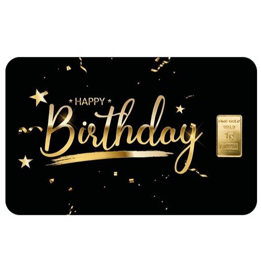 Geschenkmotivbarren - 1 g Goldbarren Heimerle + Meule - Happy Birthday Bild von Geschenkmotivbarren - 1 g Goldbarren Heimerle + Meule - Happy Birthday