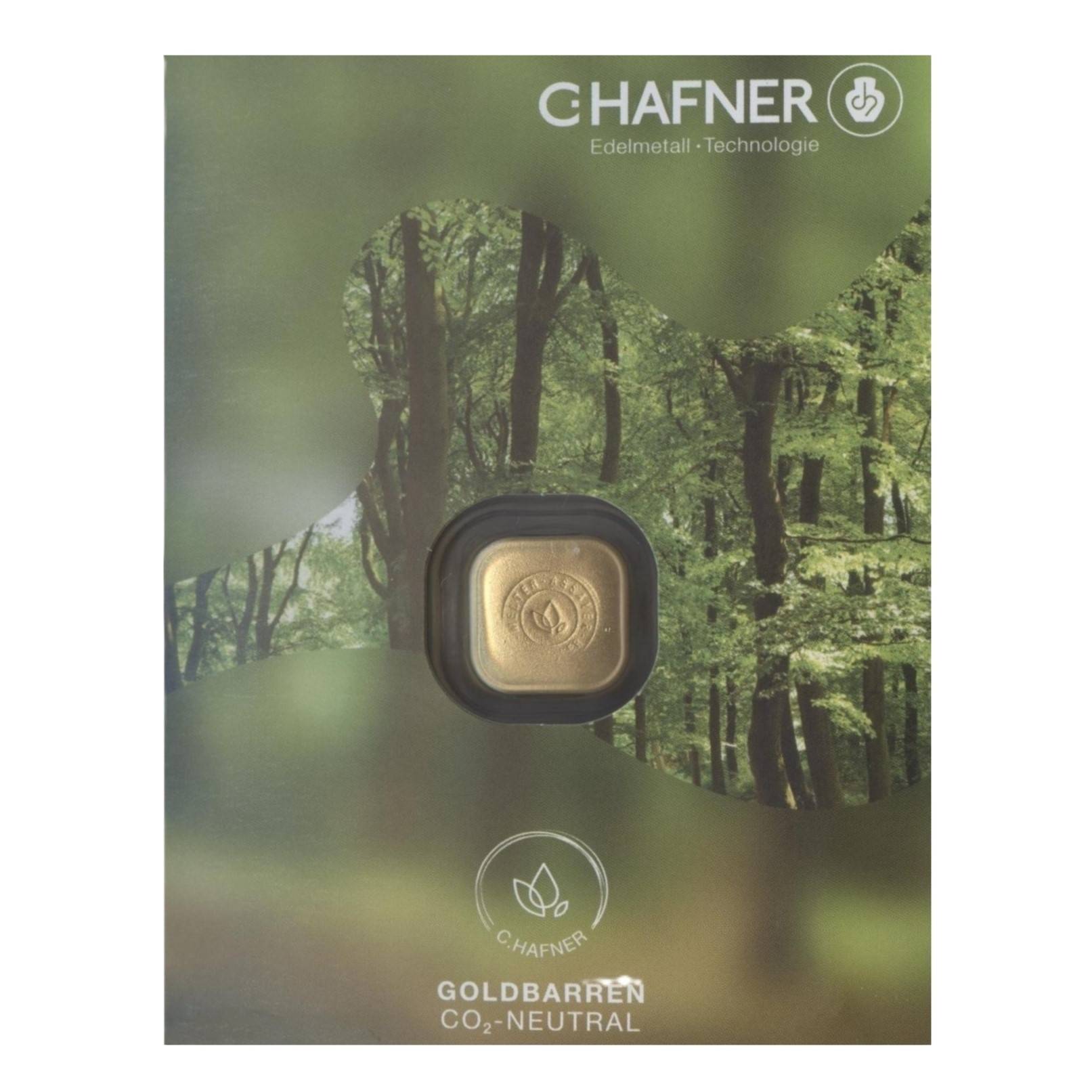 Bild von 1 oz Goldbarren - CO2 neutral - C.HAFNER - Quadrat