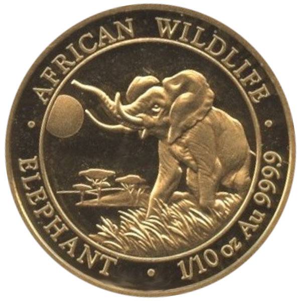 Bild von 1/10 oz Somalia Elefant Gold - 2016