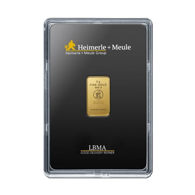 Bild von 5 g Goldbarren - Heimerle - Meule geprägt