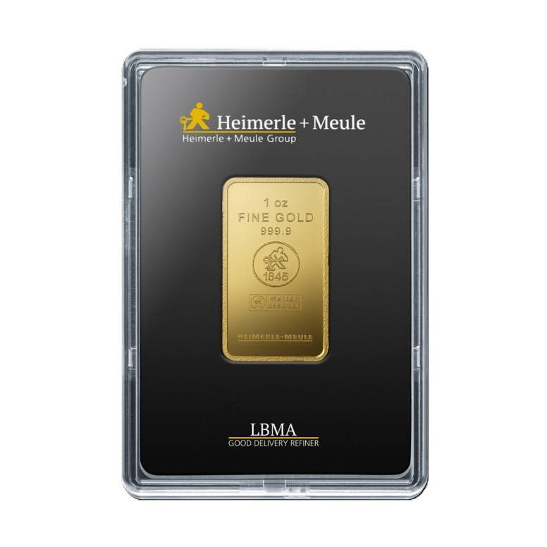 Bild von 1 oz Goldbarren - Heimerle + Meule geprägt