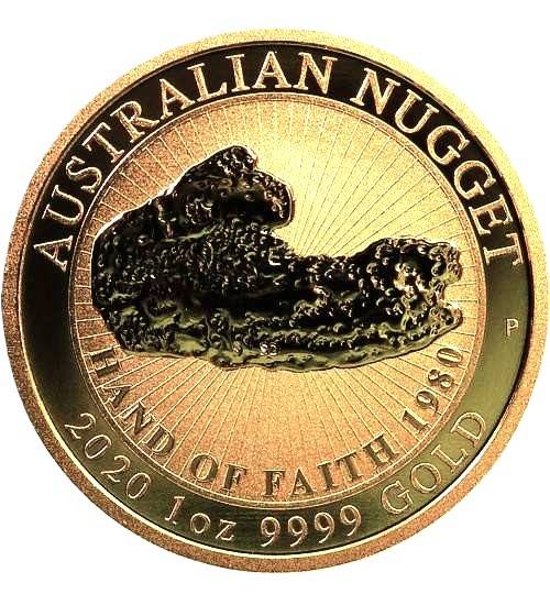 Bild von 1 oz Gold Australian Nugget - Hand of faith 2020