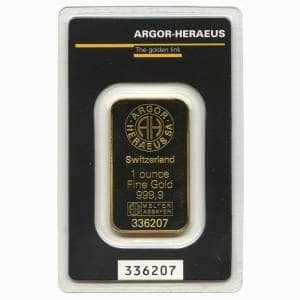 Bild von 1 oz Goldbarren - Argor-Heraeus