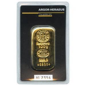 Bild von 100 g Goldbarren - Argor-Heraeus - gegossen