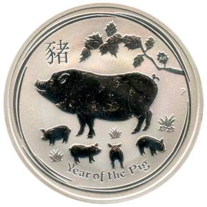 Bild von 1 oz Lunar II Silber - Schwein 2019