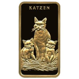 Bild von 1 oz MünzManufaktur Motivbarren Katzen - LBMA zertifiziert