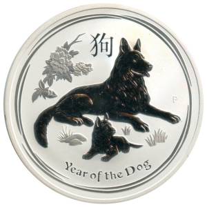 Bild von 1 oz Lunar II Silber - Hund 2018