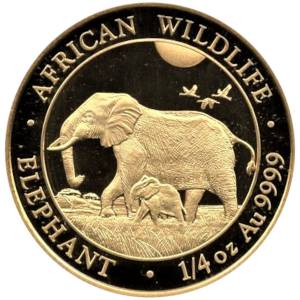 Bild von 1/4 oz Somalia Elefant Gold - 2022
