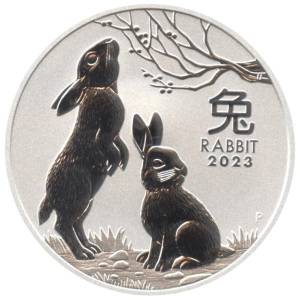 Bild von 2 oz Lunar III Silber - Hase 2023