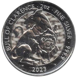 Bild von 2 oz Silbermünze Tudor Beasts Bull 2023