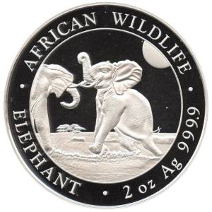 Bild von 2 oz Somalia Elefant Silber - 2024 - 19% MwST