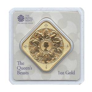 Bild von 1 oz The Queens Beasts - Goldbarren Quadrat