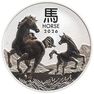 Bild von 2 oz Lunar III Silber - Pferd 2026 - 19% MwSt.