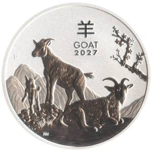 Bild von 5 oz Lunar III Silber - Ziege 2027 - 19% MwSt.
